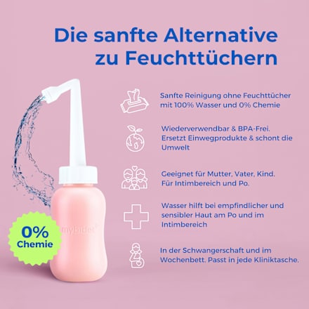 Po- und Intimdusche Rosé, inkl. Reisebeutel und Deckel, 1 St