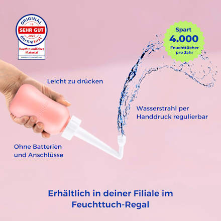 Po- und Intimdusche Rosé, inkl. Reisebeutel und Deckel, 1 St