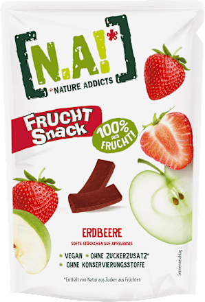 Trockenfrüchte, Fruchtsnack Erdbeere, Softe Stückchen auf Apfelbasis, 35 g
