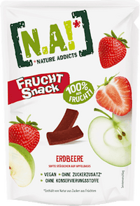 Trockenfrüchte, Fruchtsnack Erdbeere, Softe Stückchen auf Apfelbasis, 35 g