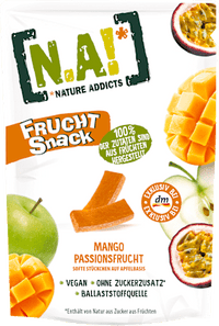Trockenfrüchte, Fruchtsnack Mango Passionsfrucht, Softe Stückchen auf Apfelbasis, 35 g