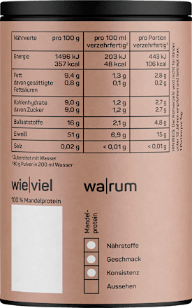 Proteinpulver Mandelprotein, ungesüßt, 300 g