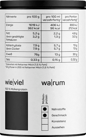 Whey Proteinpulver, geschmacksneutral, ungesüßt, 300 g