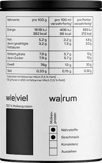 Whey Proteinpulver, geschmacksneutral, ungesüßt, 300 g