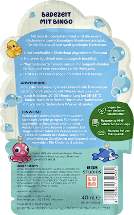 Schaumbad Bluey, 40 ml