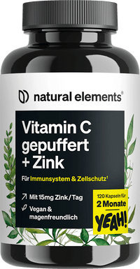 natural elements Vitamin C gepuffert + Zink Kapseln 120 St, 91 g