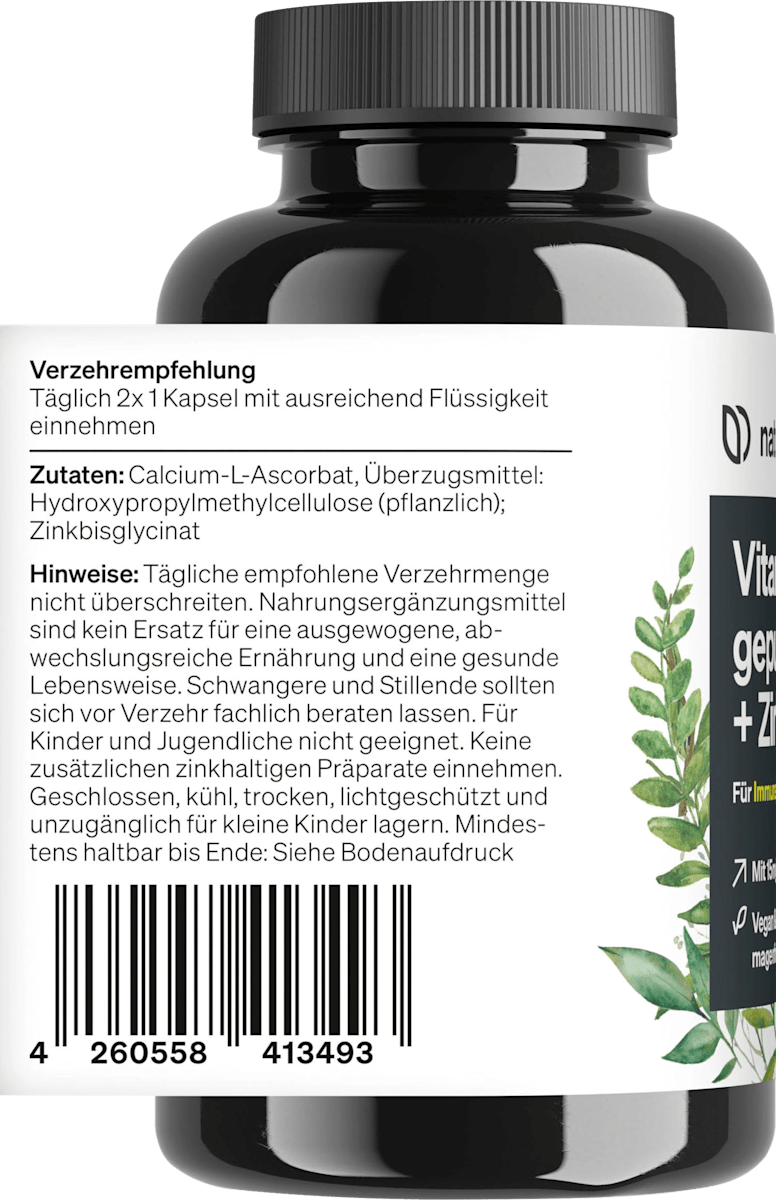 natural elements Vitamin C gepuffert + Zink Kapseln 120 St, 91 g