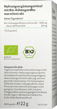Ashwagandha KSM 66 Kapseln, 60 St