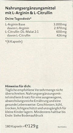 L-Arginin Base Kapseln 180 St, 129 g