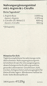 L-Arginin Base Kapseln 180 St, 129 g