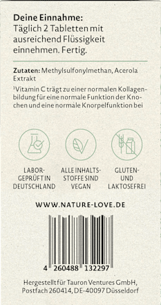 MSM mit Vitamin C Tabletten 180 St, 187 g Nature Love