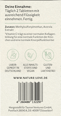 MSM mit Vitamin C Tabletten 180 St, 187 g Nature Love