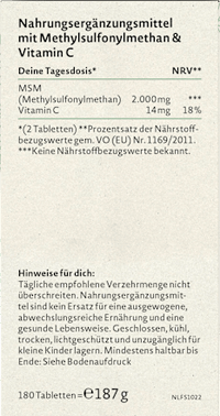 MSM mit Vitamin C Tabletten 180 St, 187 g Nature Love