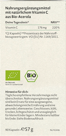 Natürliches Vitamin C Kapseln 90 St, 57 g Nature Love