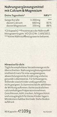 Sango Meereskoralle (Calcium + Magnesium) Kapseln 90 St, 109 g