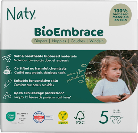 BioEmbrace luiers maat 5 (11-25 kg), 22 stuks