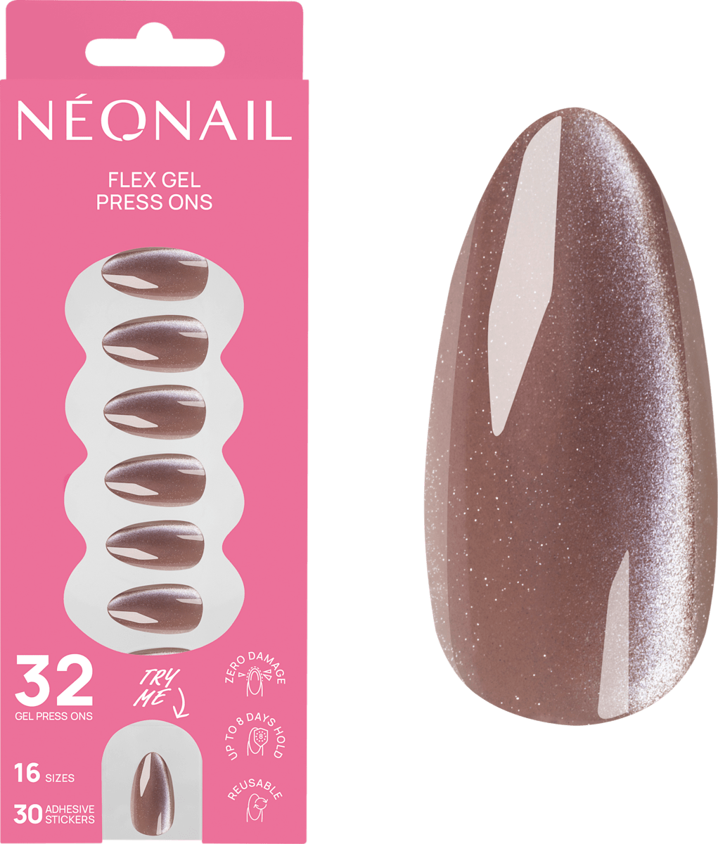 NÉONAIL Press Ons Blush Cateye Medium Almond, 32 St