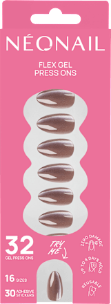 Press Ons Blush Cateye Medium Almond, 32 St