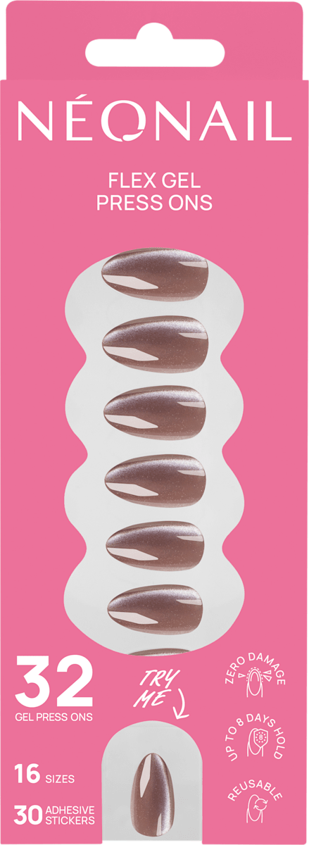 NÉONAIL Press Ons Blush Cateye Medium Almond, 32 St