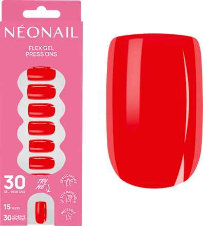 Press Ons Bold Red Short Square, 30 St