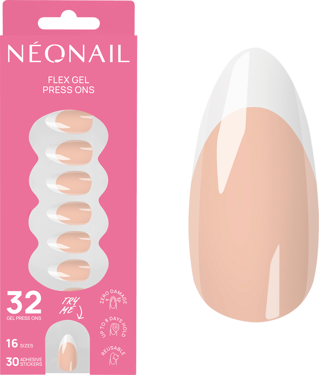 NÉONAIL Press Ons Perfect French Medium Almond, 32 St