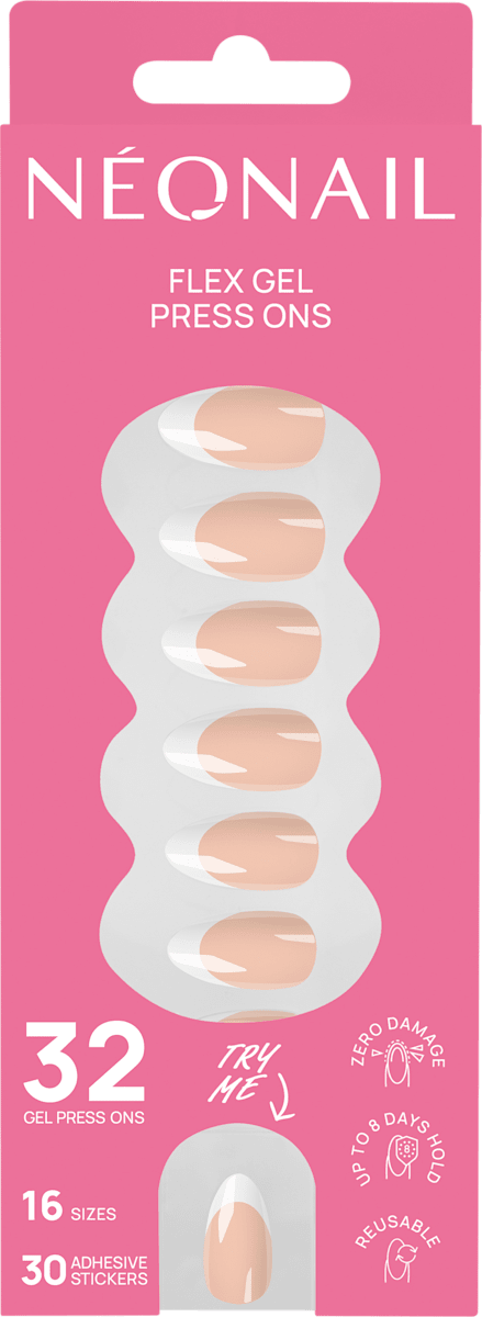 NÉONAIL Press Ons Perfect French Medium Almond, 32 St