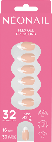 NÉONAIL Press Ons Perfect French Medium Almond, 32 St
