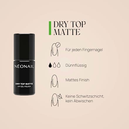 UV Nagellack Top Dry Matte, 7,2 ml