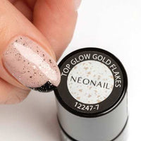 UV Nagellack Top Glow Gold Flakes, 7,2 Millimeter