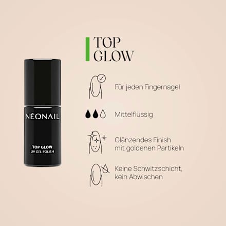 UV Nagellack Top Glow Gold Flakes, 7,2 Millimeter