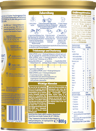 Kindermilch Supreme Junior 1+, ab 1 Jahr, 800 g