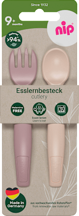 Eetbestek roze/beige 2 stuks, 1 stuk