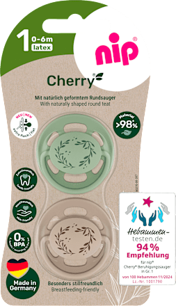 Schnuller Cherry mint/braun, Gr.1, 0-6 Monate, 2 St