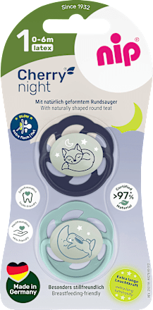 Schnuller Cherry night blau/mint Gr. 1,  0-6 Monate, 2 St
