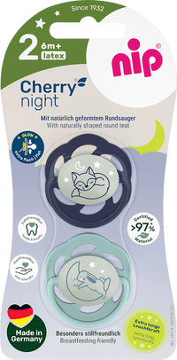 Nip Schnuller Cherry night blau/mint Gr. 2,  6-18 Monate, 2 St