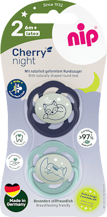 Schnuller Cherry night blau/mint Gr. 2,  6-18 Monate, 2 St
