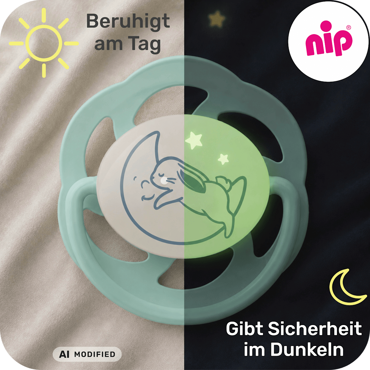 Nip Schnuller Cherry night blau/mint Gr. 2,  6-18 Monate, 2 St