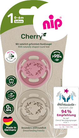 Schnuller Cherry rot/braun, Gr.1, 0-6 Monate, 2 St