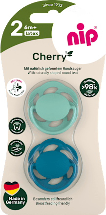 Schnuller Cherry türkis/blau, Gr. 2, ab 6 Monate, 2 St