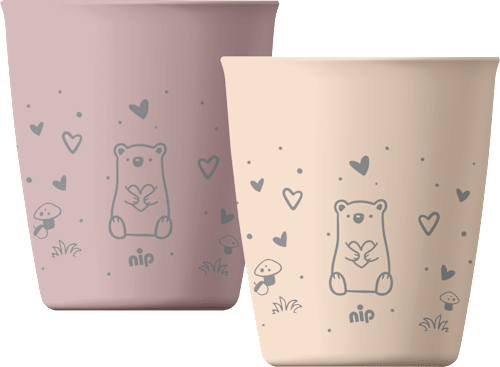 Drinkbekers paars/crème, 2 stuks