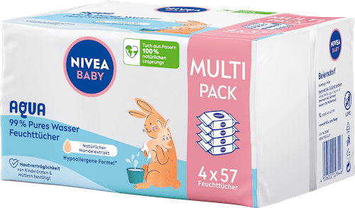 Vochtige doekjes 99% Aqua (4x57 stuks), 228 stuks