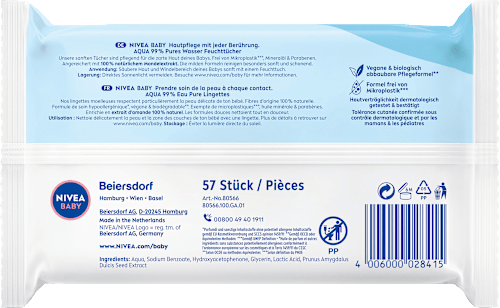 Vochtige doekjes 99% Aqua, 57 stuks