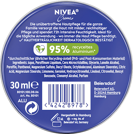 Creme in der Dose, Reisegröße, 30 ml