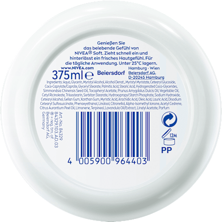 Zachte hydraterende crème in een potje, 375 ml