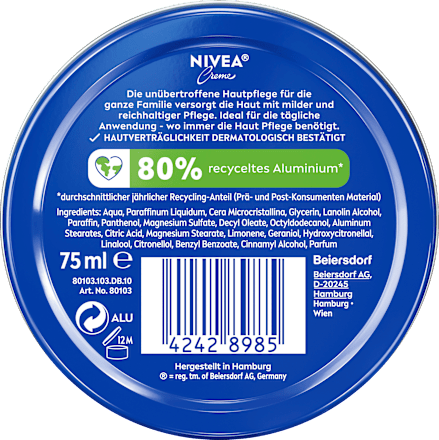 Gezichtscrème in blik, 75 ml