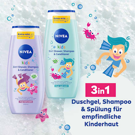 Kinder Duschgel, Shampoo & Conditioner 3in1 Beerenduft, 250 ml