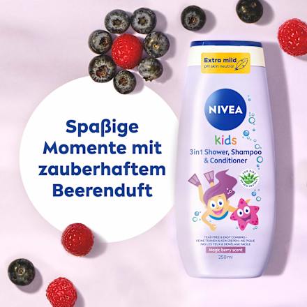 Kinder Duschgel, Shampoo & Conditioner 3in1 Beerenduft, 250 ml