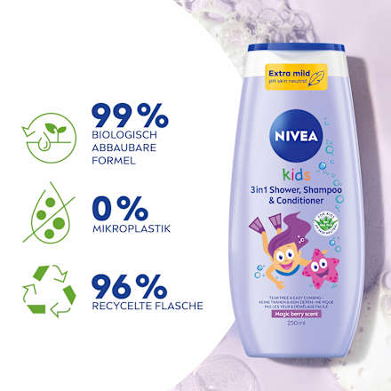 Kinder Duschgel, Shampoo & Conditioner 3in1 Beerenduft, 250 ml