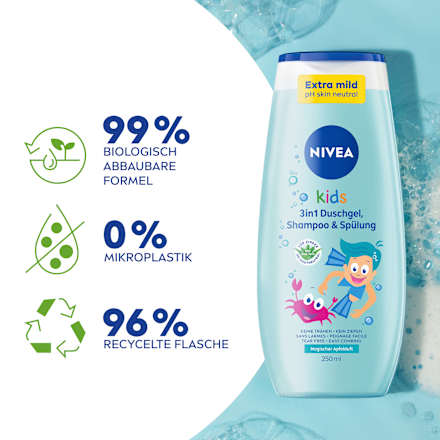 Kinder Duschgel & Shampoo & Spülung  3in1 Apfelduft, 250 ml