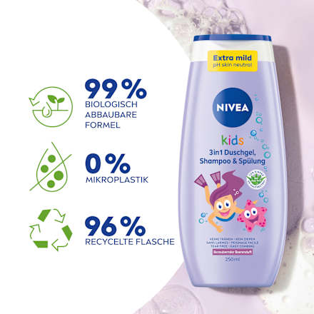 Kinder Duschgel & Shampoo & Spülung 3in1 Beerenduft, 250 ml